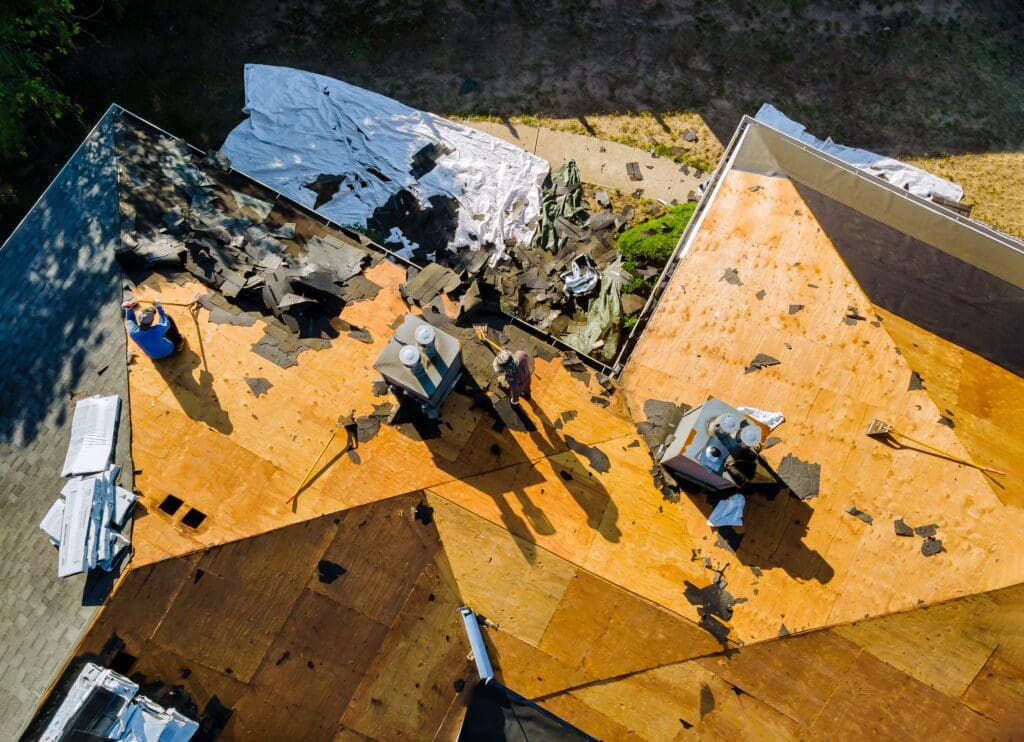 damaged roof construction