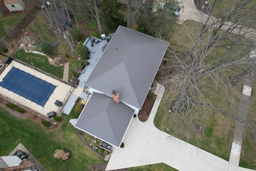 Sky view of metal roof 