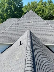 Freshly cleaned asphalt roofing